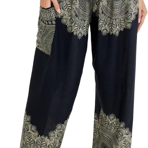 Lightweight Onyx Rayon Harem Pants - Perfect for Yoga and Everyday Wear - Picture 9 of 9